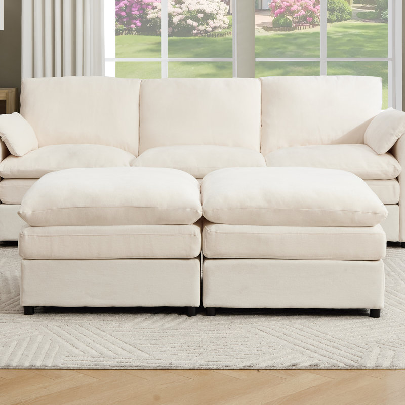Repose-pieds carré 28 po (ensemble de 2), Beige