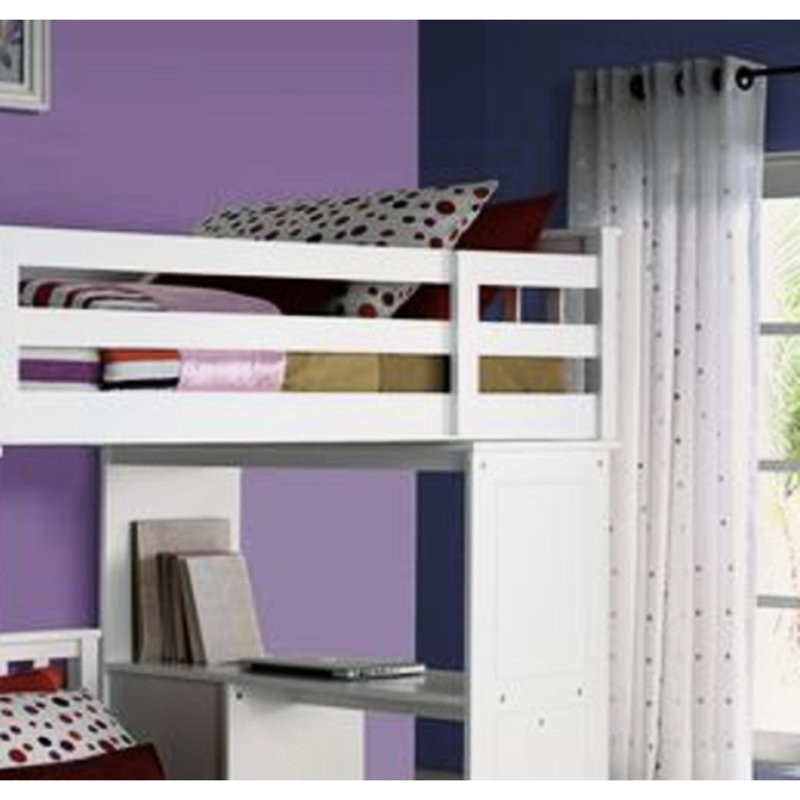 Lit mezzanine simple avec bibliothèque en blanc - additionnel fonctionnel pour la chambre à coucher