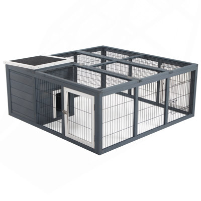 Cage à lapin avec cage principale rabattable et ouverte