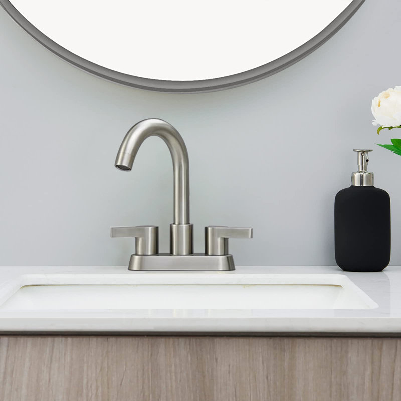 Centerset 2-handle Bathroom Faucet with Drain Assembly, Brushed Nickel