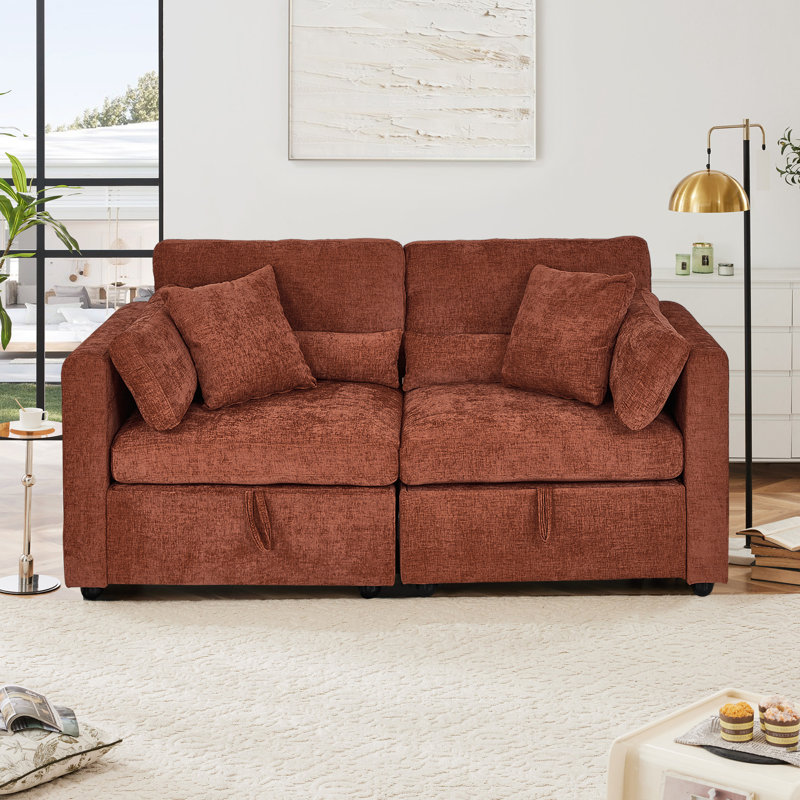 112.2" Modular Sectional Sofa 2-Seater, Orange