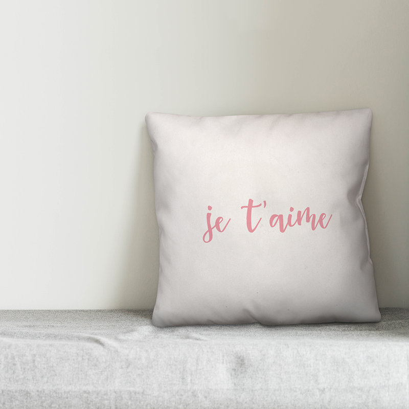 Coussin décoratif t’aime Stratton, Coussin décoratif, Blanc / rose