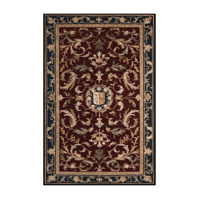 Machine Washable French Black Area Rug