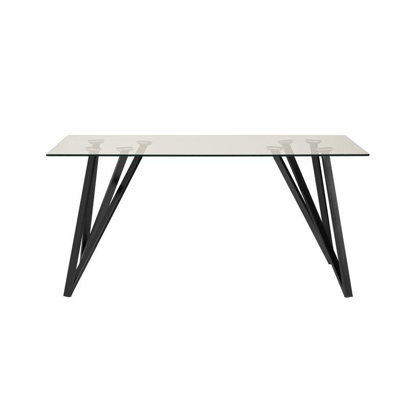 Ahti Glass Top Metal Base Dining Table