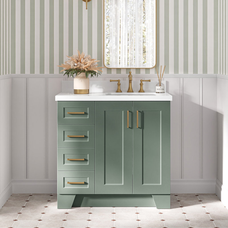 37 IN. Single Bathroom Vanity, Right, Rectangular, Vintage Green