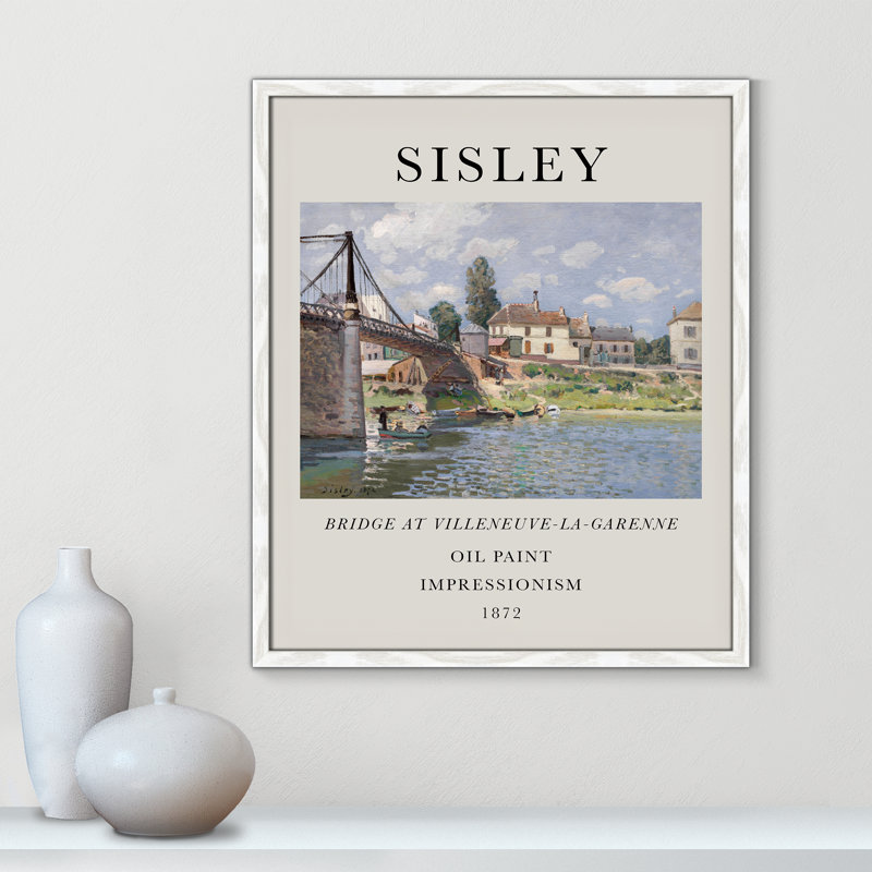 Collection «Old Bridge» à «Old Bridge» par Alfred Sisley, Cadre photo blanc, Non, H 25,5 po x l 21,5 po x P 0,75 po