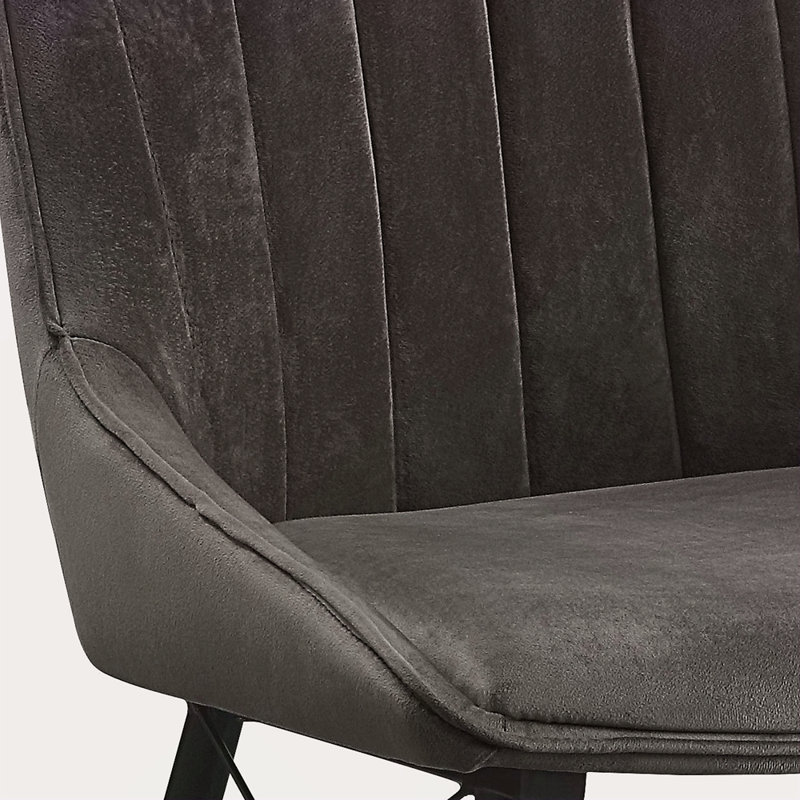 Ensemble de 2 chaises d'appoint en tissu gris foncé et finition noire