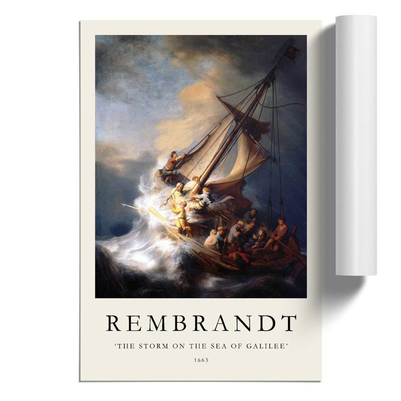 Christ in the Storm of Galilee Print by Rembrandt van Rijn - Frameless Print, 42cm H x 30cm W x 0.1cm D