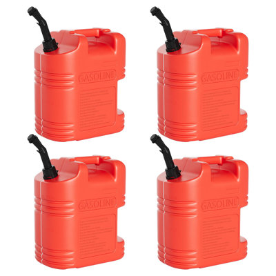 20L Blown Molded Plastic Fuel Tank Red 2-Pack Portable Gas Can Set with Caps for Safe Fuel Storage Transfer for Boat Lawn Mower Generator Garage Workshop Camping Emergency Refueling Outdoor Equipment