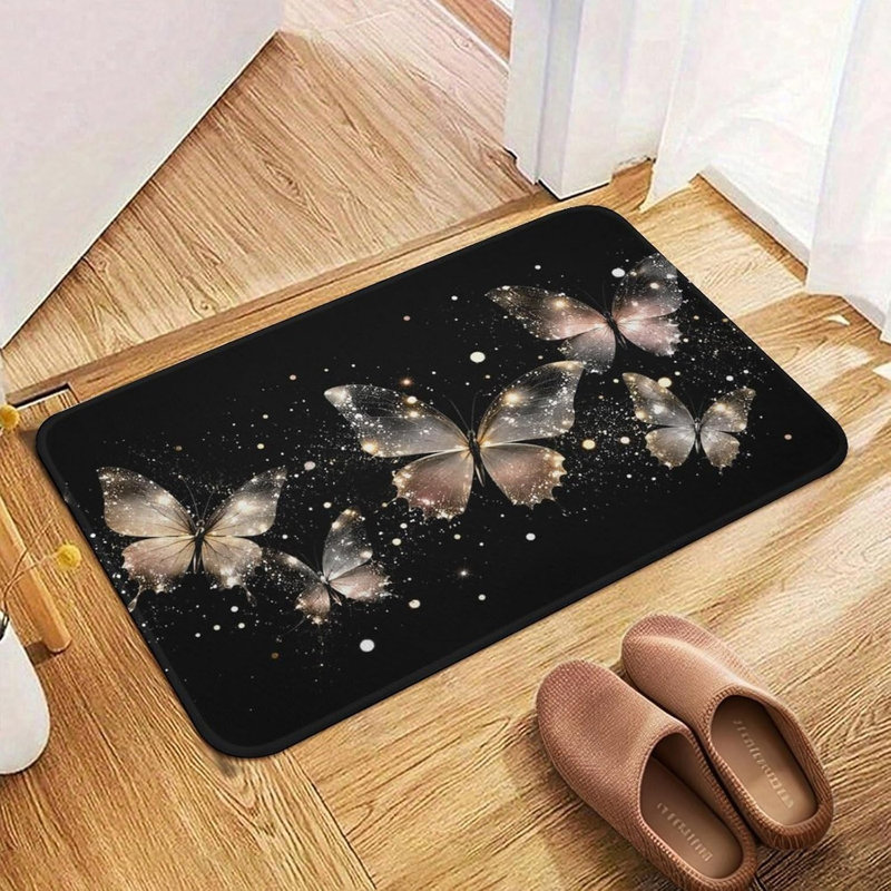 Tapis lavable antidérapant en flanelle Sparkling Butterfly, 20 x 32 po, Single- 31.5" L x 19.5" W