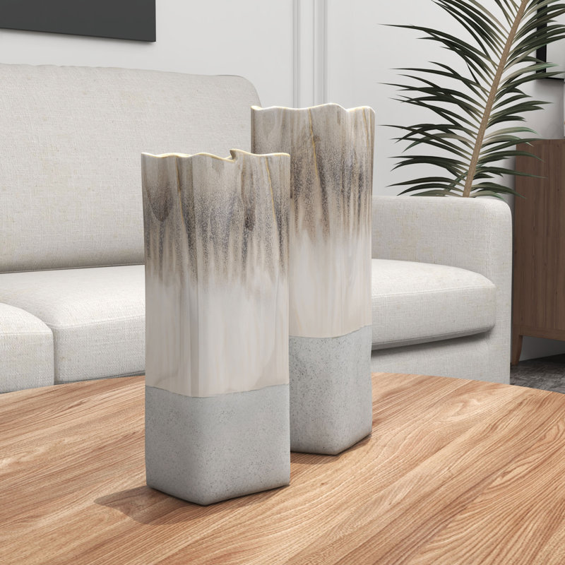 Stathis Handmade Ceramic Table Vase, 12" H x 5" W x 4" D