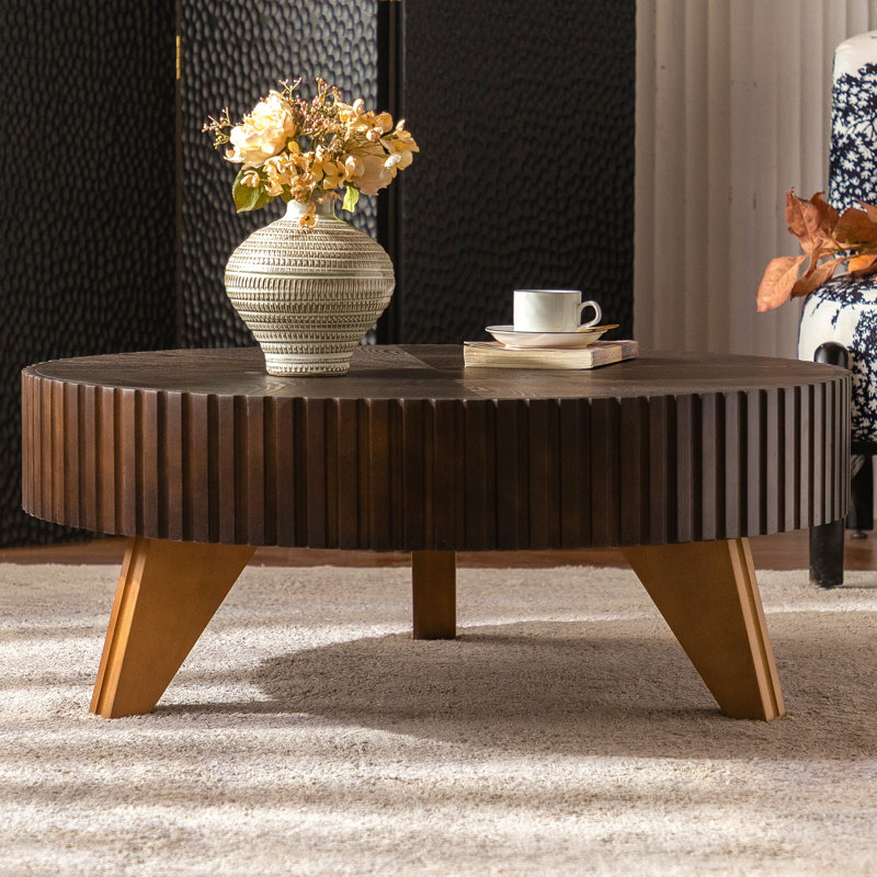 Table basse ronde 35,4 po, Brun, Brun
