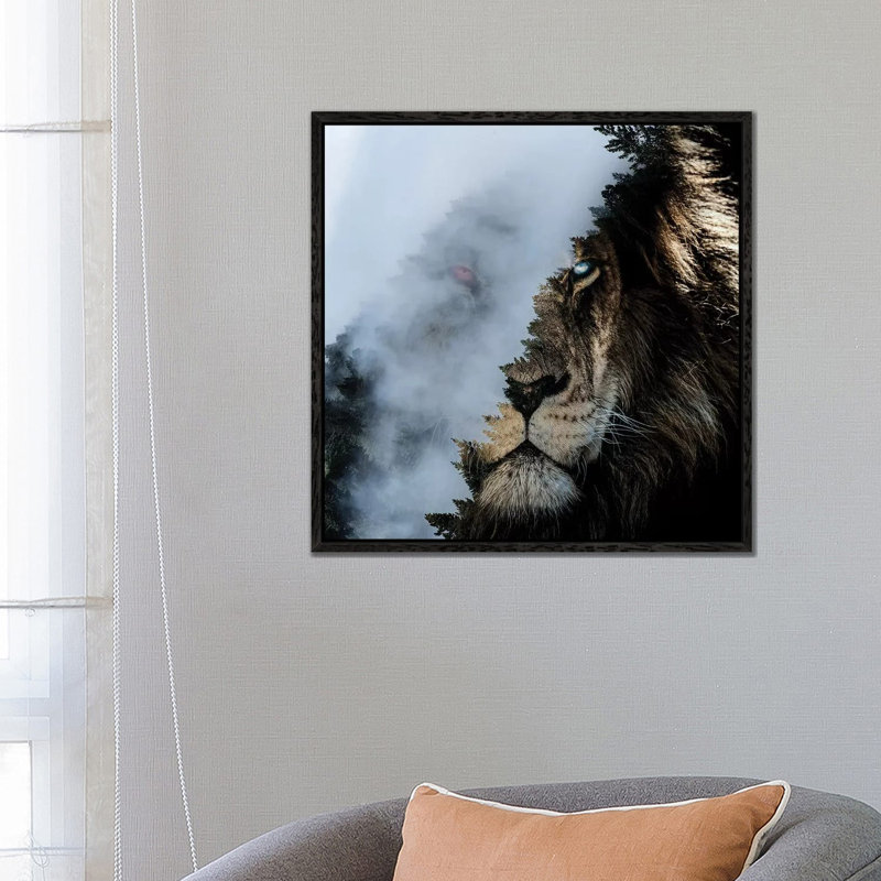 Monster Lion by Paul Haag - Print on Canvas, 66.04 cm H x 66.04 cm W, Black Framed