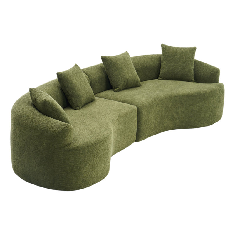 Canapé modulaire courbé en mousse compressée, Vert