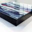 Key cabinet for home, Opens to the right, 30x30x5, White, Stunning mountains in shades of blue and red, 