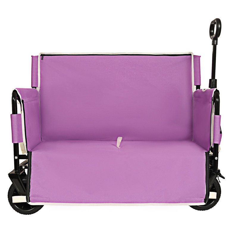 Convertible Folding Wagon Cart With Bench Seat, Purple