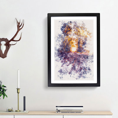 Forest Path In France Watercolour - Picture Frame Graphic Art
