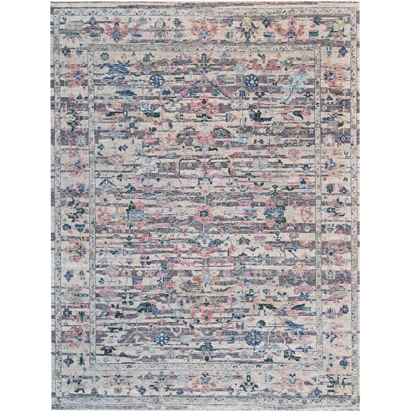 Tapis rectangulaire en laine noué à la main, Rectangle 9 pi x 12 pi