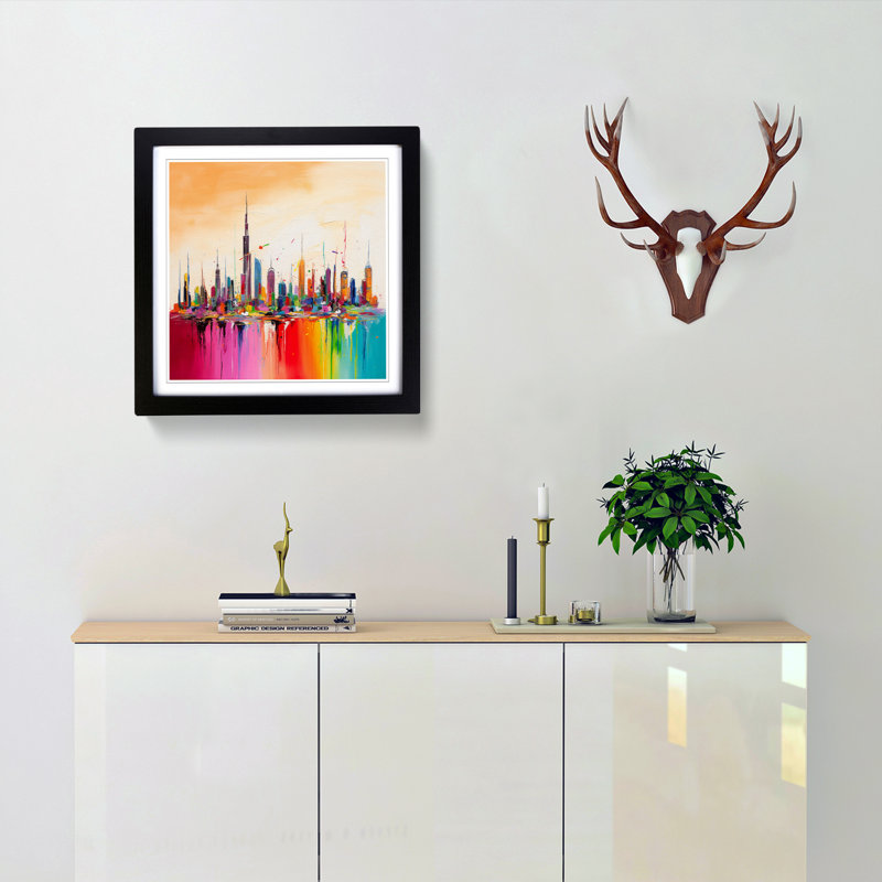 City Of Dubai Colour Field - Single Picture Frame Print on Wood, Black