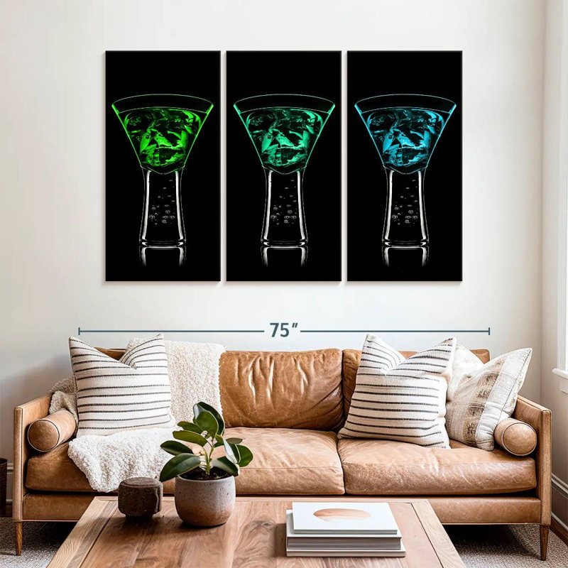 Yarlin bleu vert cocktails, H 42 po x l 65 po