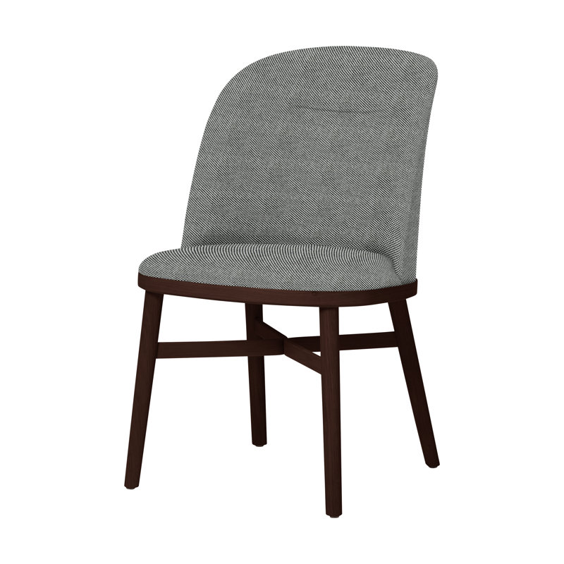 Bund Upholstered Dining Chair, Dark Brown Oak, Newcastle Black New 65