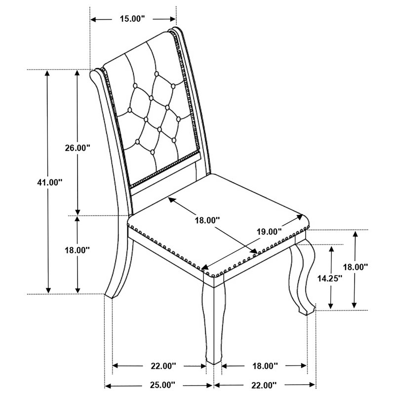 Table rectangulaire avec rallonge amovible et chaises à dossier solide à 4 boutons dans une élégante garniture cloutée de 5 pièces orge