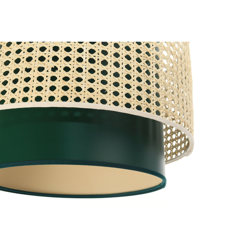 Wampum 1 - Light Cream Drum Pendant, 25cm H x 40cm W x 40cm D, Natural/Green