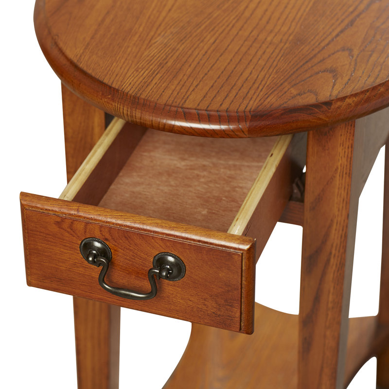 Oval Solid Wood Side Table, Medium Oak