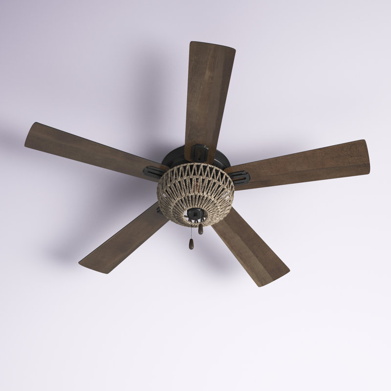 52"W Isabella 5 - Blade Ceiling Fan with Woven Rope Shade