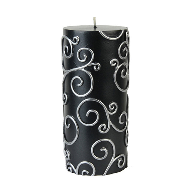 Bougie cylindrique sans parfum à volute, Noir, H 6 po x D 3 po, Ensemble de 12