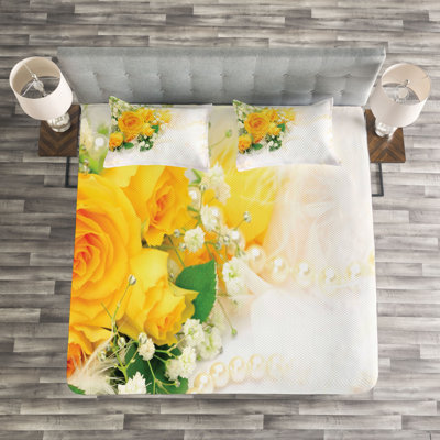 Addien Yellow/Green/Grey Microfibre Bedspread Set