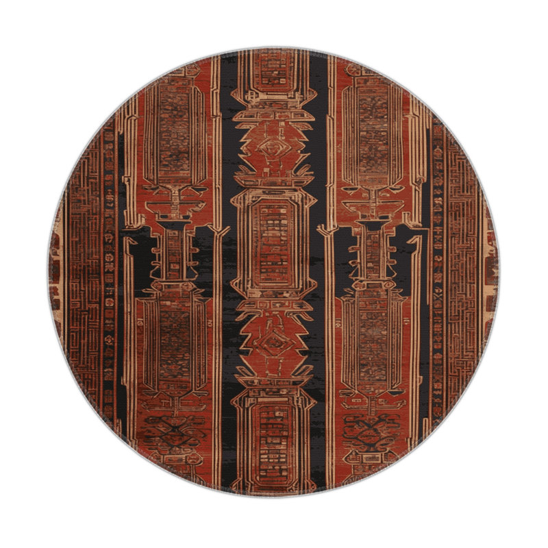 ArtDeco Brown Indoor and Outdoor Area Rug, Round 5'
