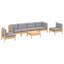 Ensemble de salon de jardin en bois de pin massif gris Vidaxl, tissu (100% polyester)-853890128-853890129