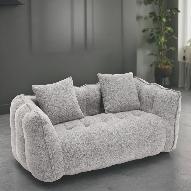 66" Modern Style Upholstered Sofa, Gray