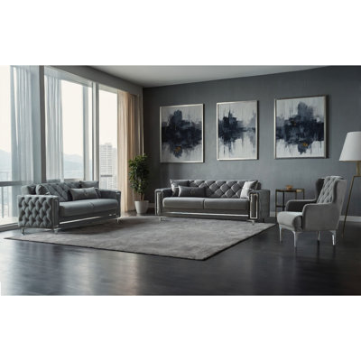 Jadesha 3 - Piece Velvet Living Room Set by Everly Quinn