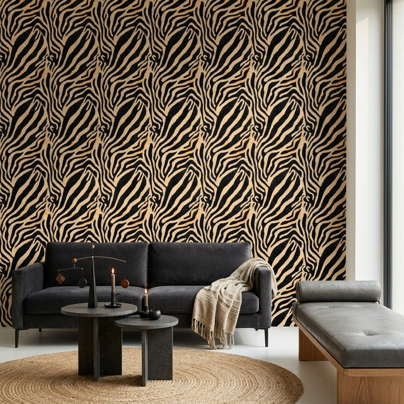 Rouleau double à motif zébré à motif animalier, Peler et coller