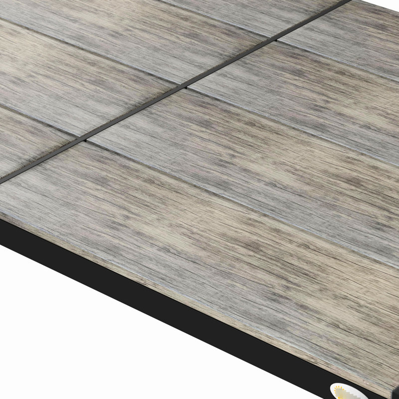 Table de salle à manger d'extérieur en aluminium 55 po x 55,5 po pour 6 personnes, plateau de table en faux bois, cour arrière, pelouse, balcon, bord de piscine, gris 55 po x 35,5 po rectangulaire