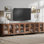 Meuble télé Aadam moderne avec portes vitrées pour téléviseurs de 120 pouces, console multimédia 4 en 1 avec étagères réglables et base en métal pour le salon et la chambre.