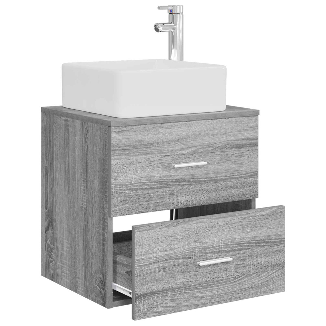 Wall-Mounted Sink Vanity With Drawer Engineered Wood Modern Unit Set