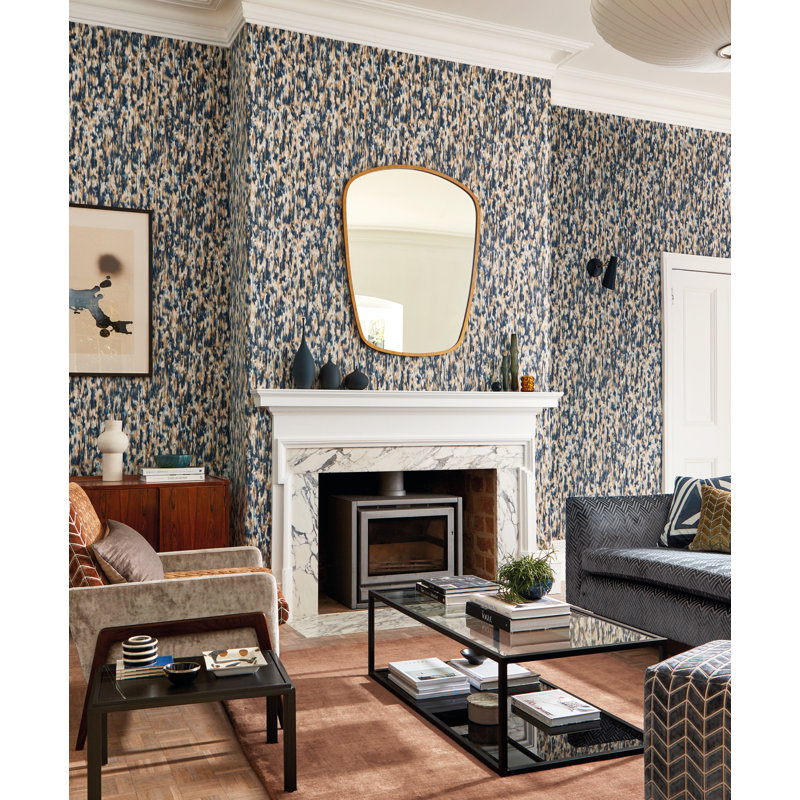 Fade Abstract Vinyl Metallic Wallpaper Roll, Ink/Bronze