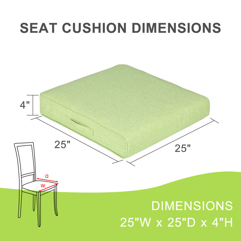  Patio Chair Cushions Set, Vert pré, L 25 po x P 25 po