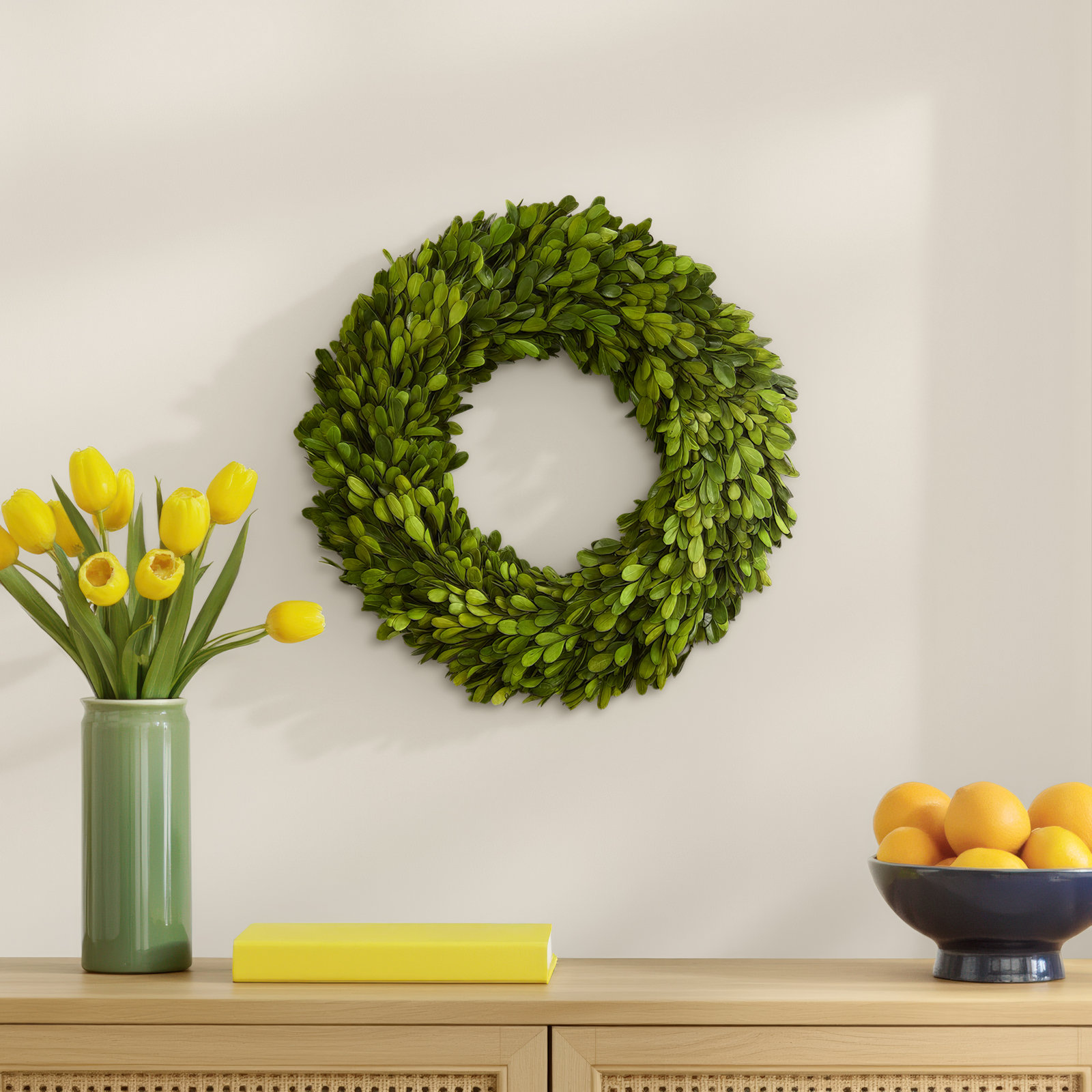 Preserved Boxwood Real Greenery Wreath, 14in.