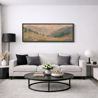 Colorful Mountain Valley Wildflower Landscape Wall Decor Extra Large Pictures Framed Canvas Print Wall Art