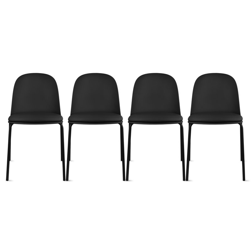 Gustawa Dining Chairs - Modern Stackable Plastic Chairs with Iron Legs & Padded Cushion - Set of 4 Kitchen & Dining Room Chairs