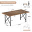 Table de salle à manger de 63 po en bois massif pour 4 personnes, table de cuisine rectangulaire industrielle avec pieds en métal