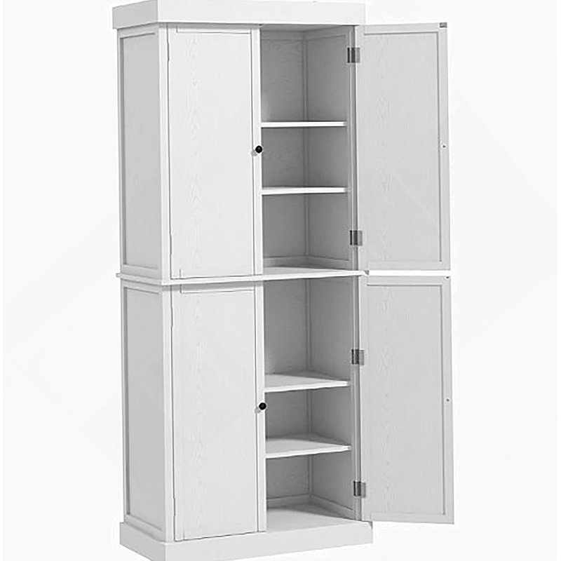 Armoire de garde-manger, armoire de cuisine, armoire de rangement avec portes et tablettes, Blanc