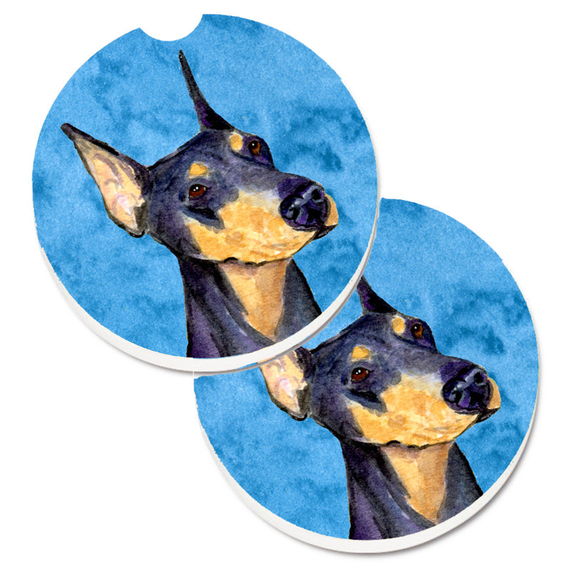 Sous-verre barbu collie voiture, Doberman noir
