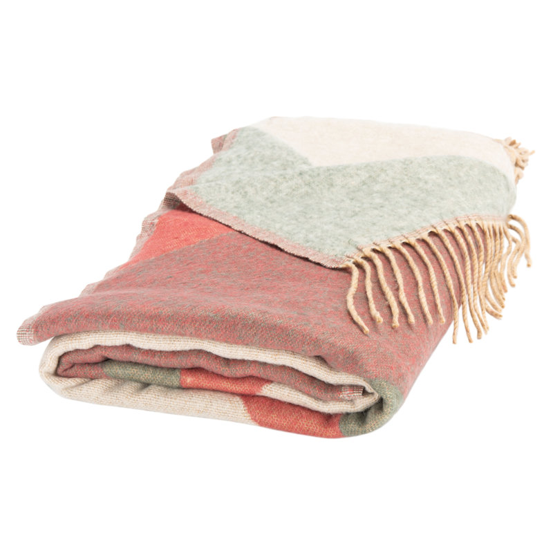 Boho Chic Chevron Herringbone Throw in Grey, White, and Rose