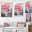 Rose et bleu arbres champ pointillisme V - décoration murale chalet-810452363-810452364
