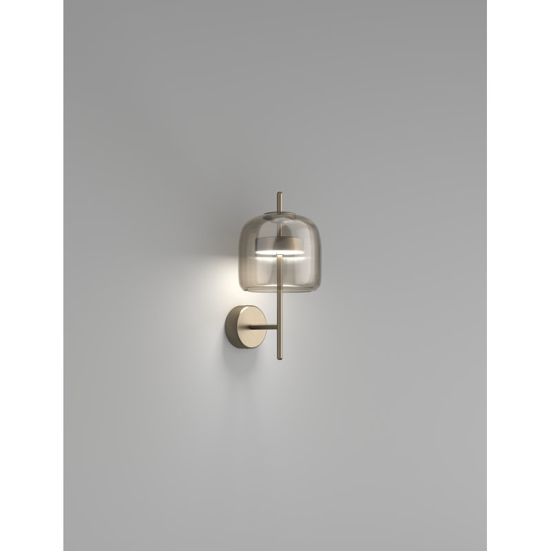 Jube Wall Lamp S, Smoky Transparent, Matte Steel, 2700